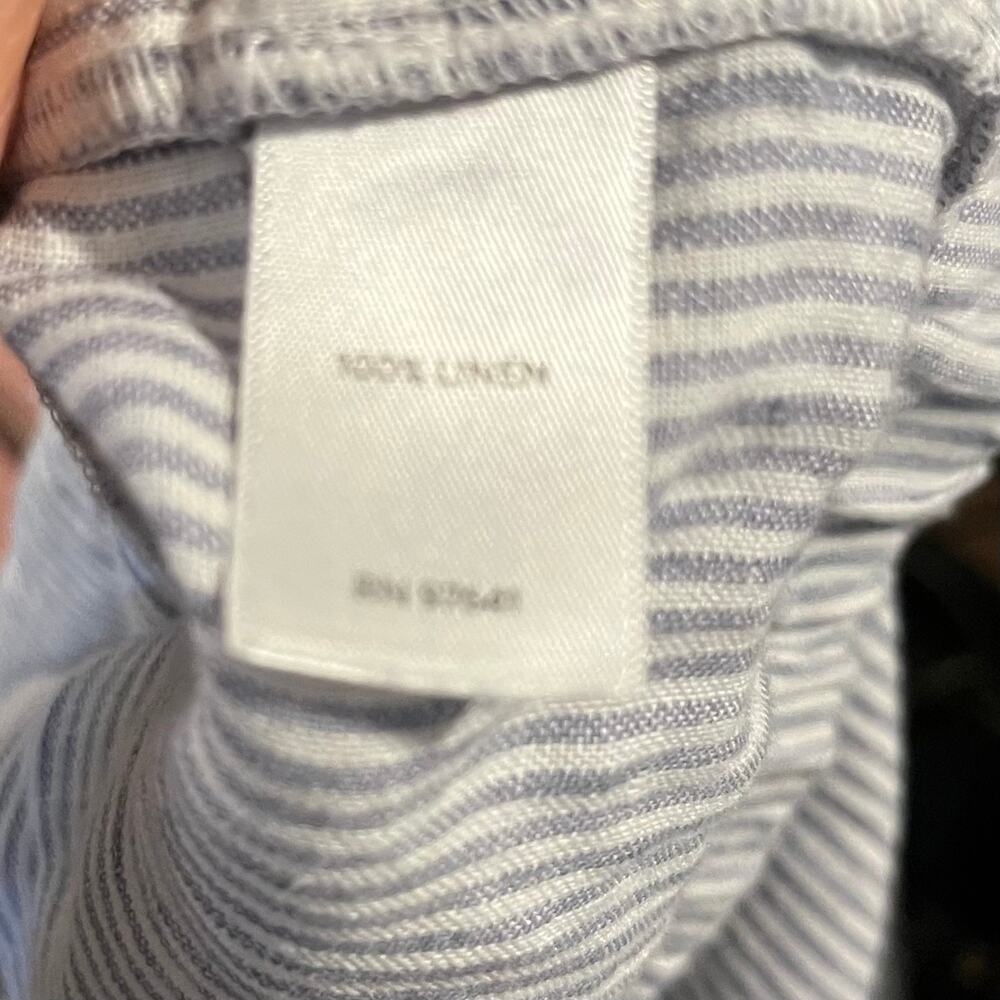 J Jill Love Linen Stripe Button Front Wide Leg Cropped Pants S Lagenlook Coastal - Picture 6 of 6